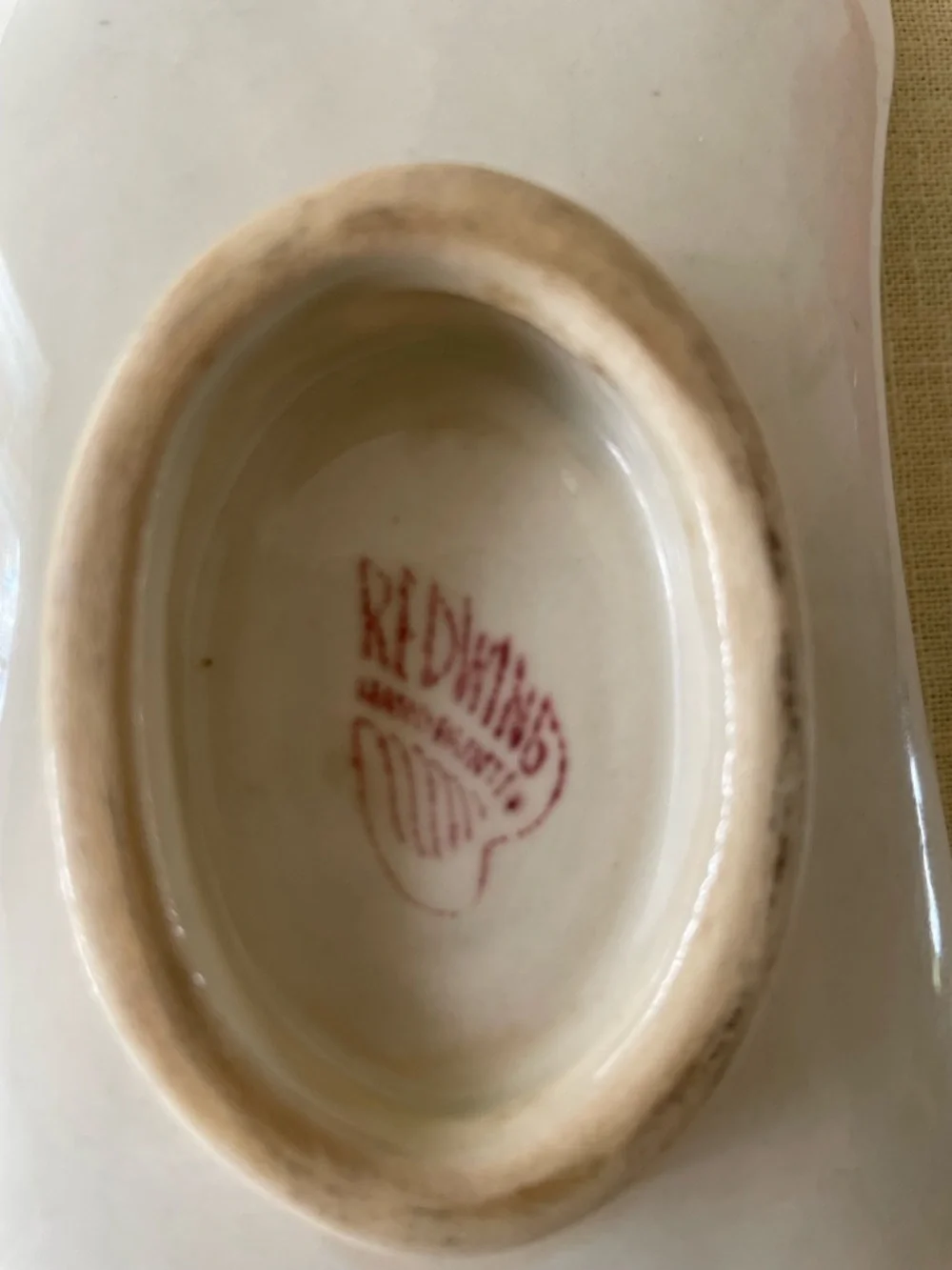 Red Wing Pottery Vintage Collectible Spoon Rest Pink Floral Yellow Butterfly